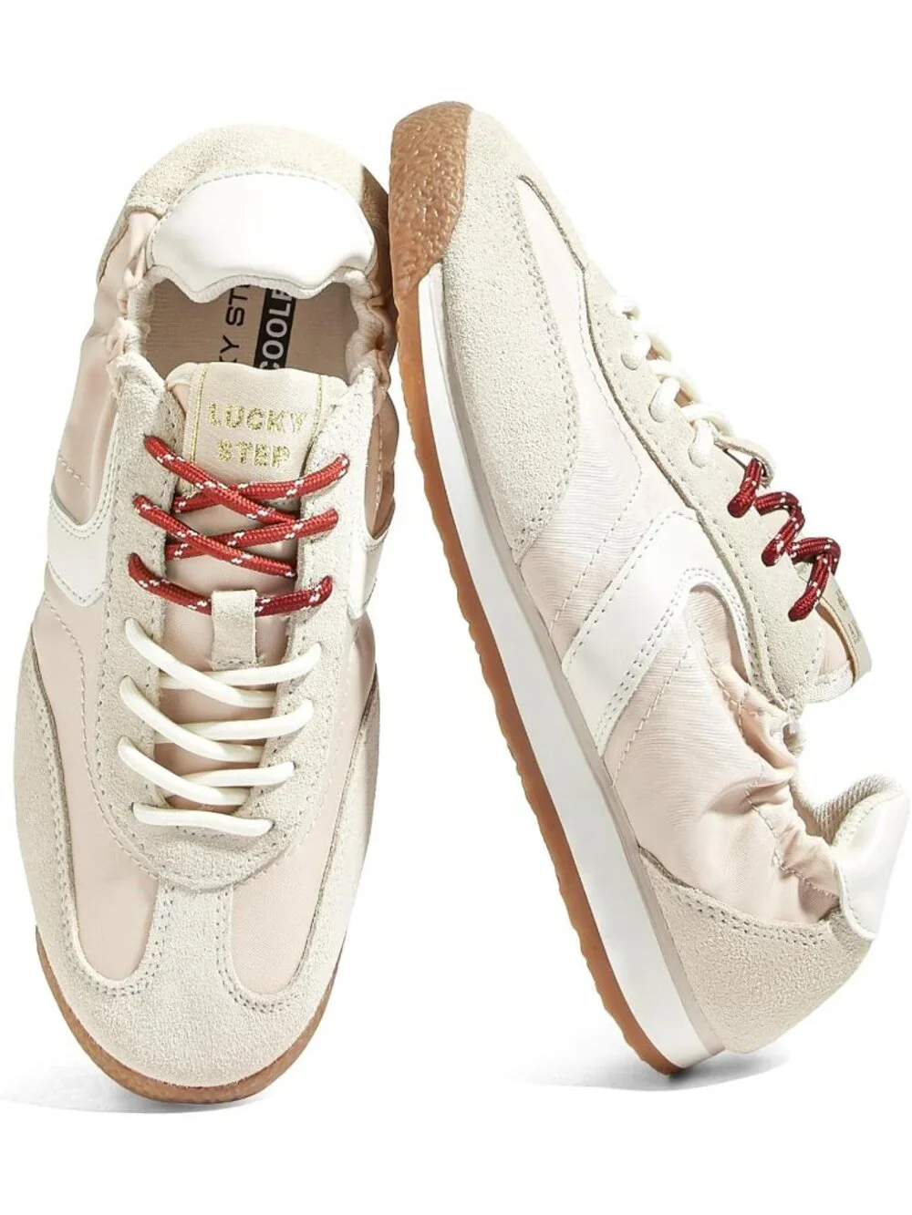 Women's Beige Lightweight Slip On Comfortable Casual Lace Up Fashion Sneakers